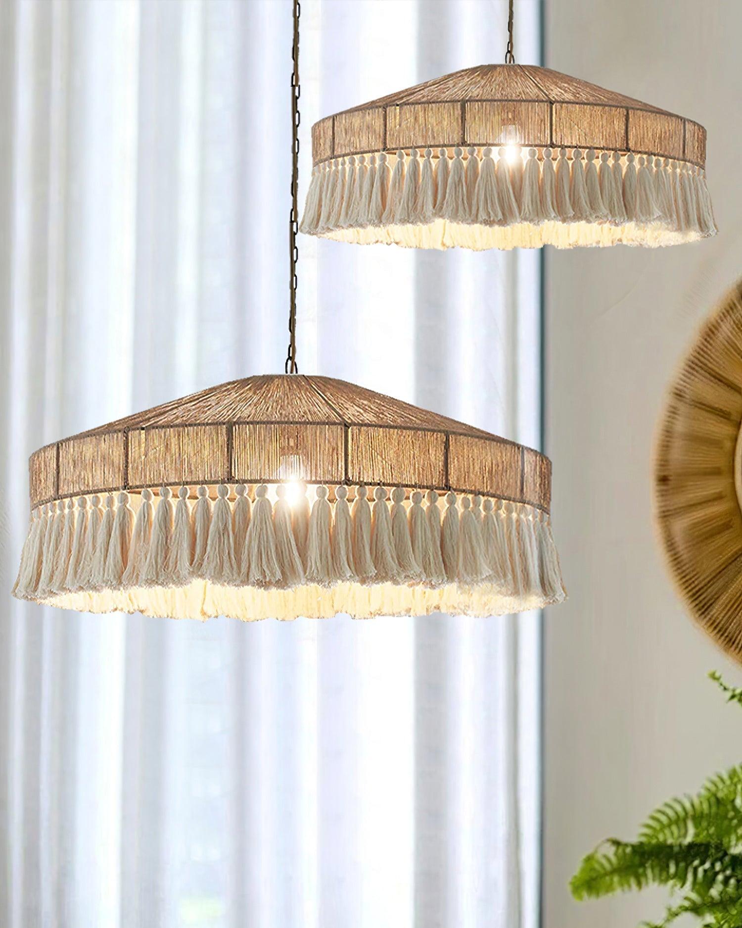 Ohev Hemp Rope Pendant Light-Neutral Decor