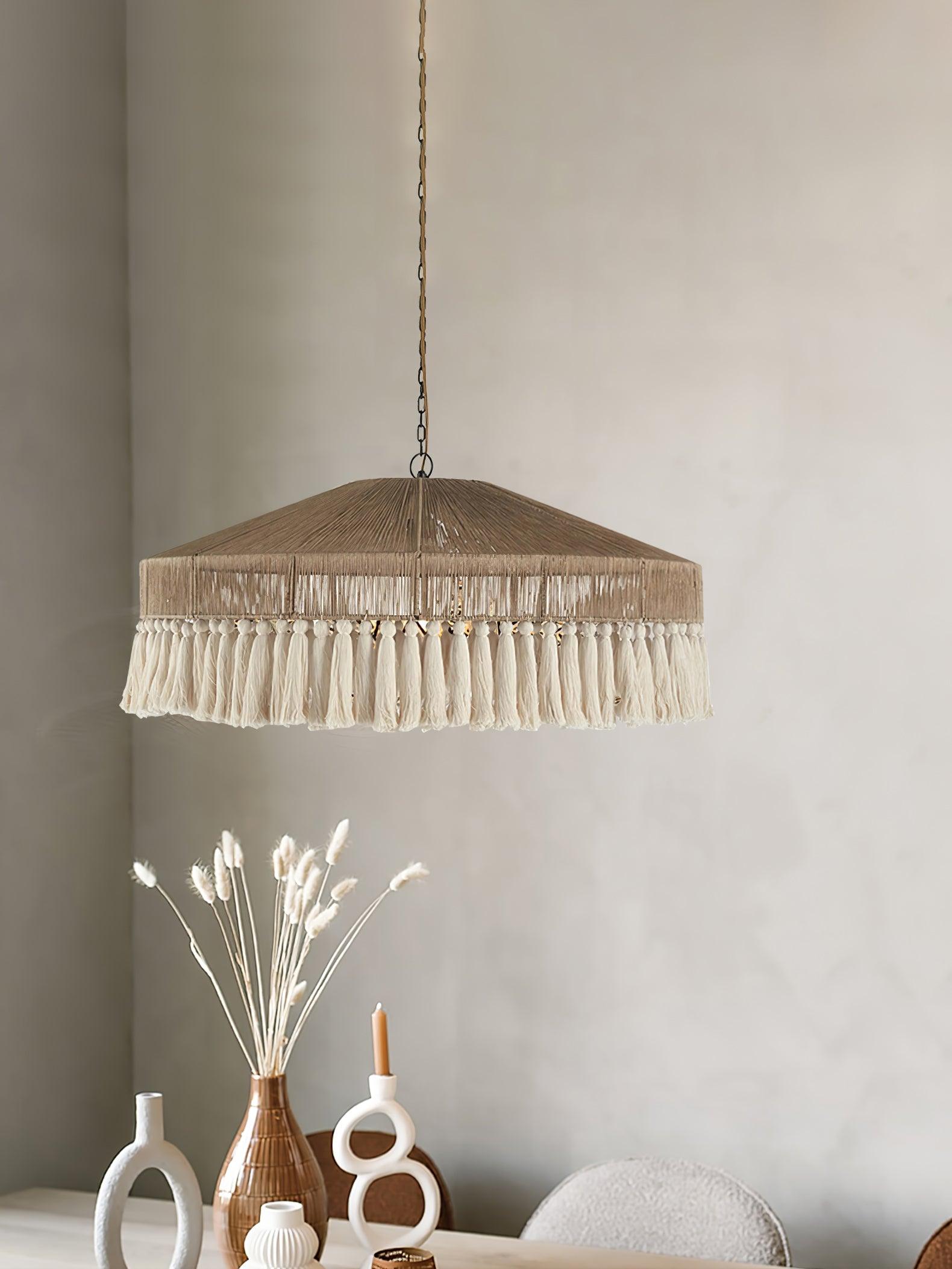 Ohev Hemp Rope Pendant Light-Neutral Decor