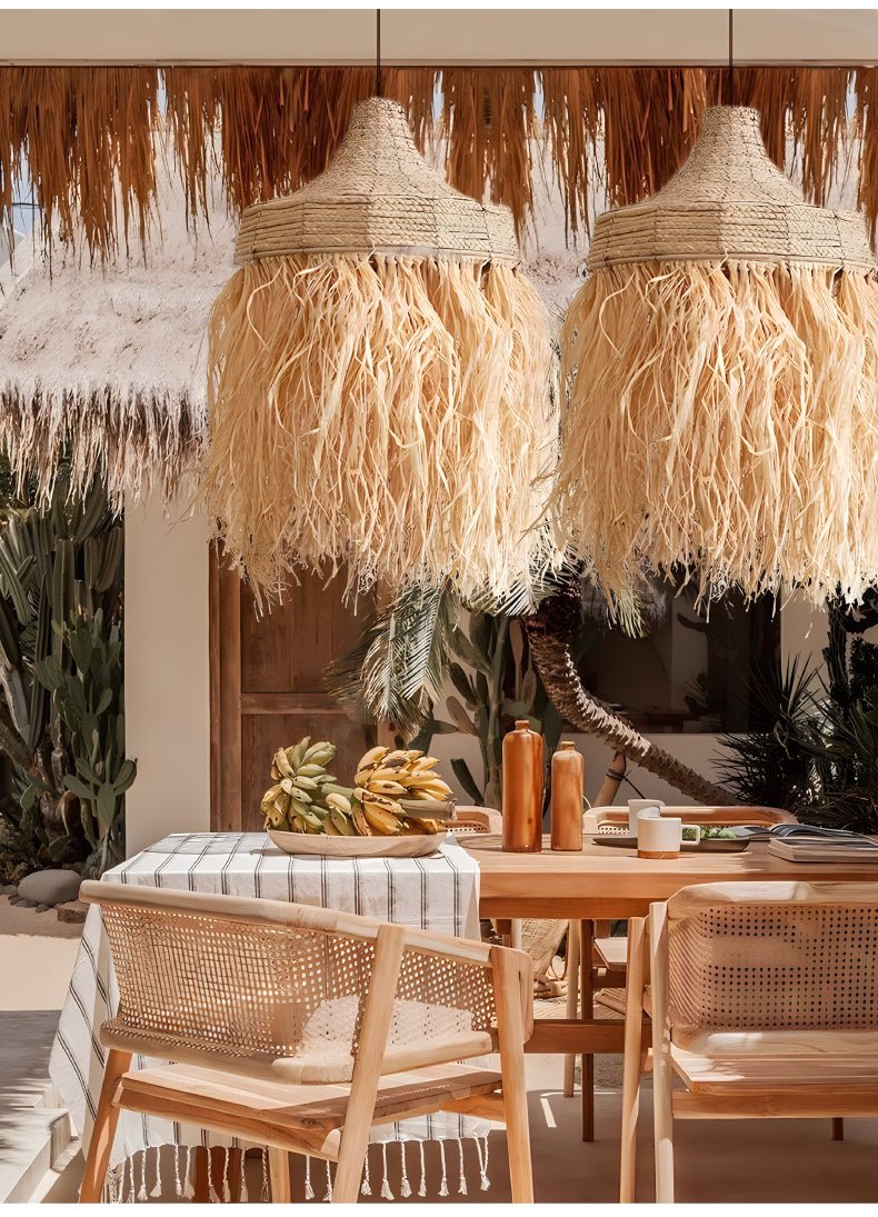 Bohemian Raffia Pendant Light-Neutral Decor
