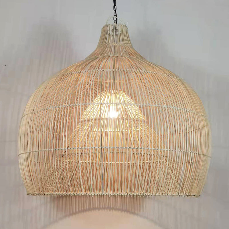 Muto Vintage Handmade Rattan Pendant Light Living Room - Neutral Decor