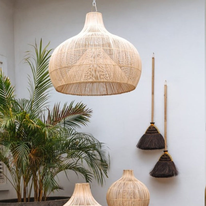 Muto Vintage Handmade Rattan Pendant Light Living Room - Neutral Decor