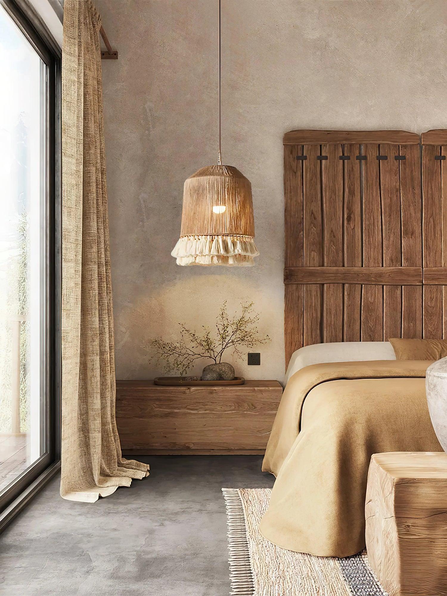 Lustra Pendant Lamp Cotton Tassels for Living Room-Neutral Decor