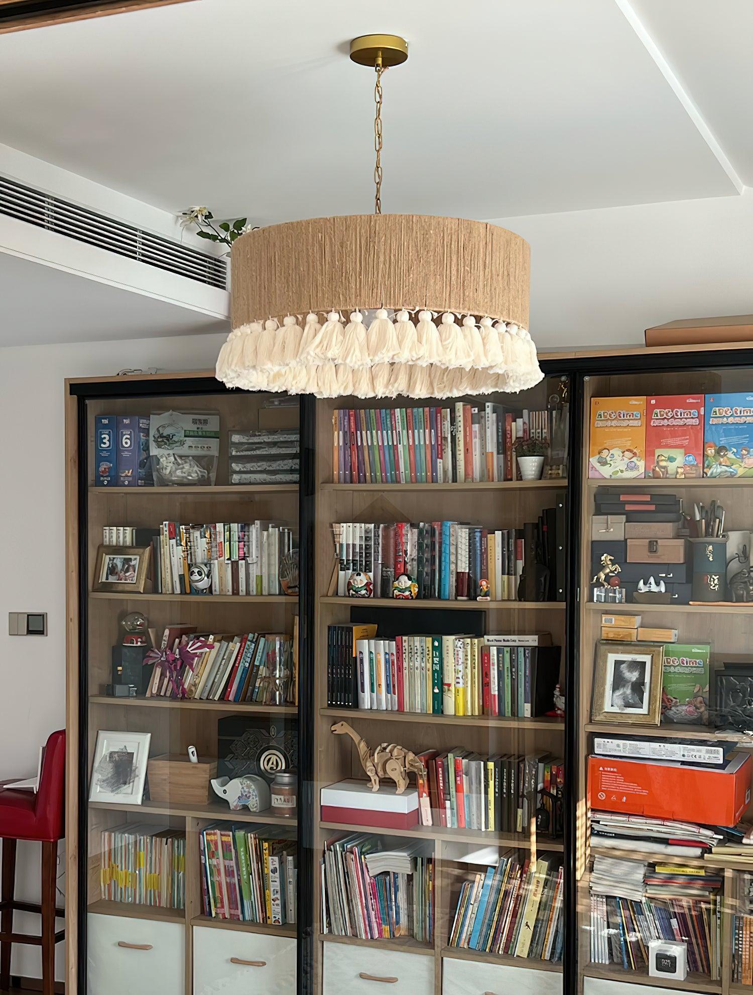 Lustra Pendant Lamp Cotton Tassels for Living Room-Neutral Decor