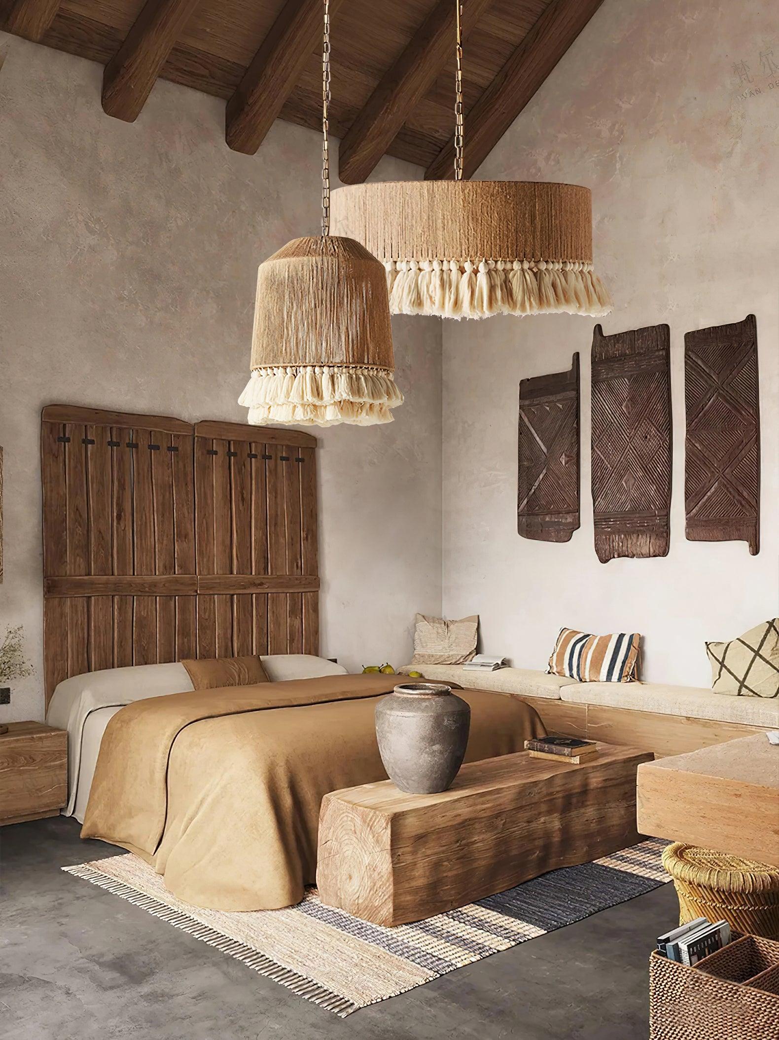 Lustra Pendant Lamp Cotton Tassels for Living Room-Neutral Decor