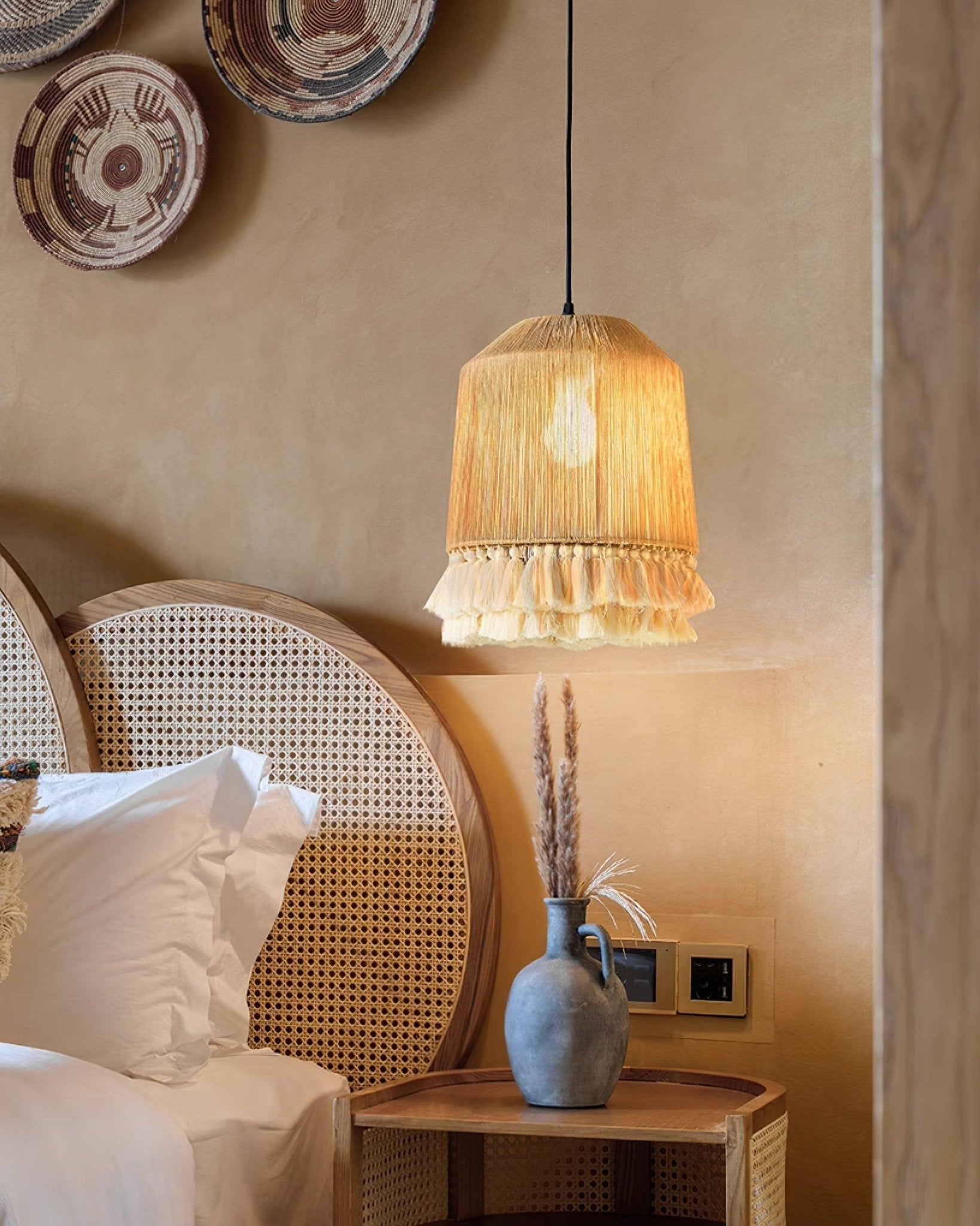 Lustra Pendant Lamp Cotton Tassels for Living Room-Neutral Decor