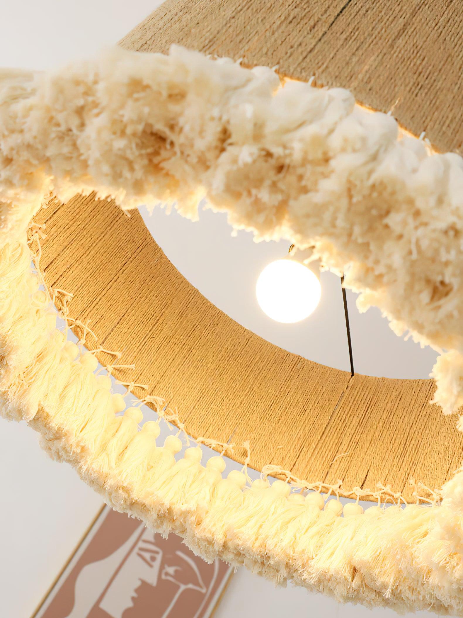 Lustra Pendant Lamp Cotton Tassels for Living Room-Neutral Decor