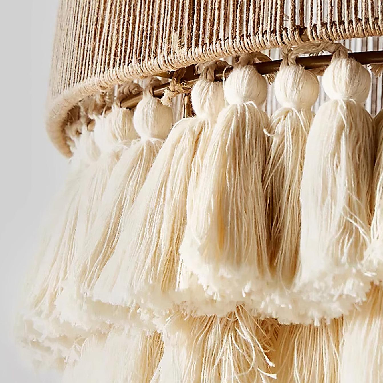 Pendant Lamp Cotton Yarn Shade Ruffled Fringe Boho Handmade