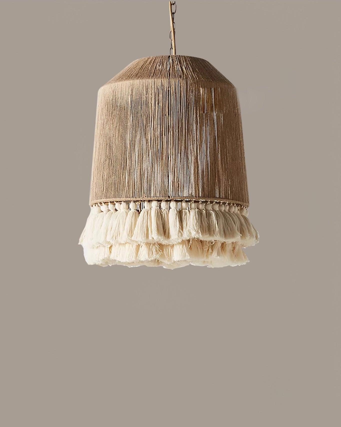 Pendant Lamp Cotton Yarn Shade Ruffled Fringe Boho Handmade