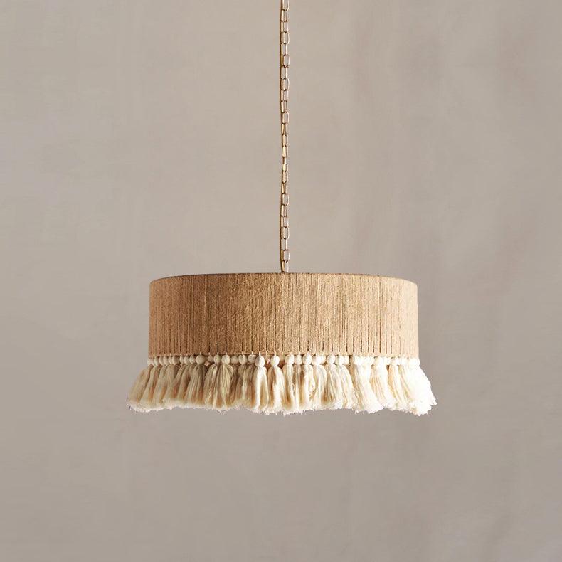 Lustra Pendant Lamp Cotton Tassels for Living Room-Neutral Decor