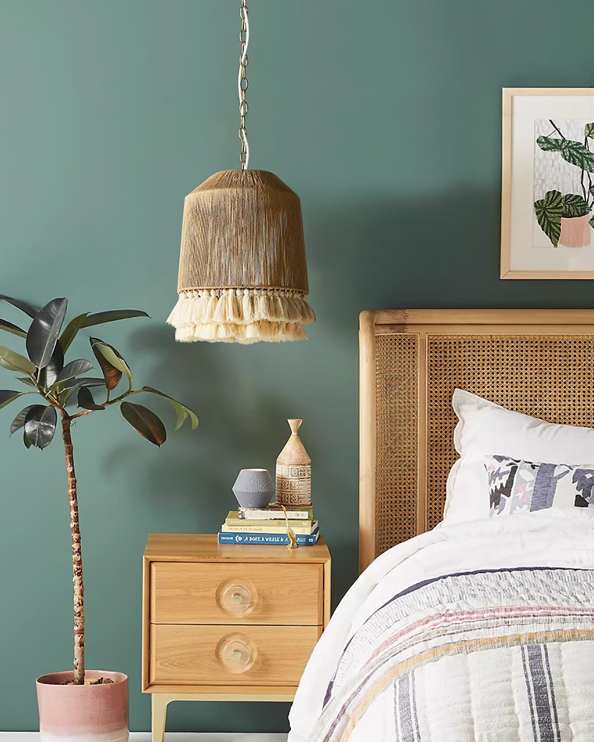 Kaelin Pendant Lamp Cotton Yarn Ruffled Fringe Handmade-Neutral Decor