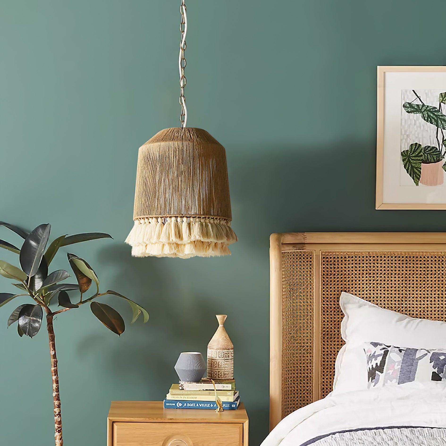 Lustra Pendant Lamp Cotton Tassels for Living Room-Neutral Decor