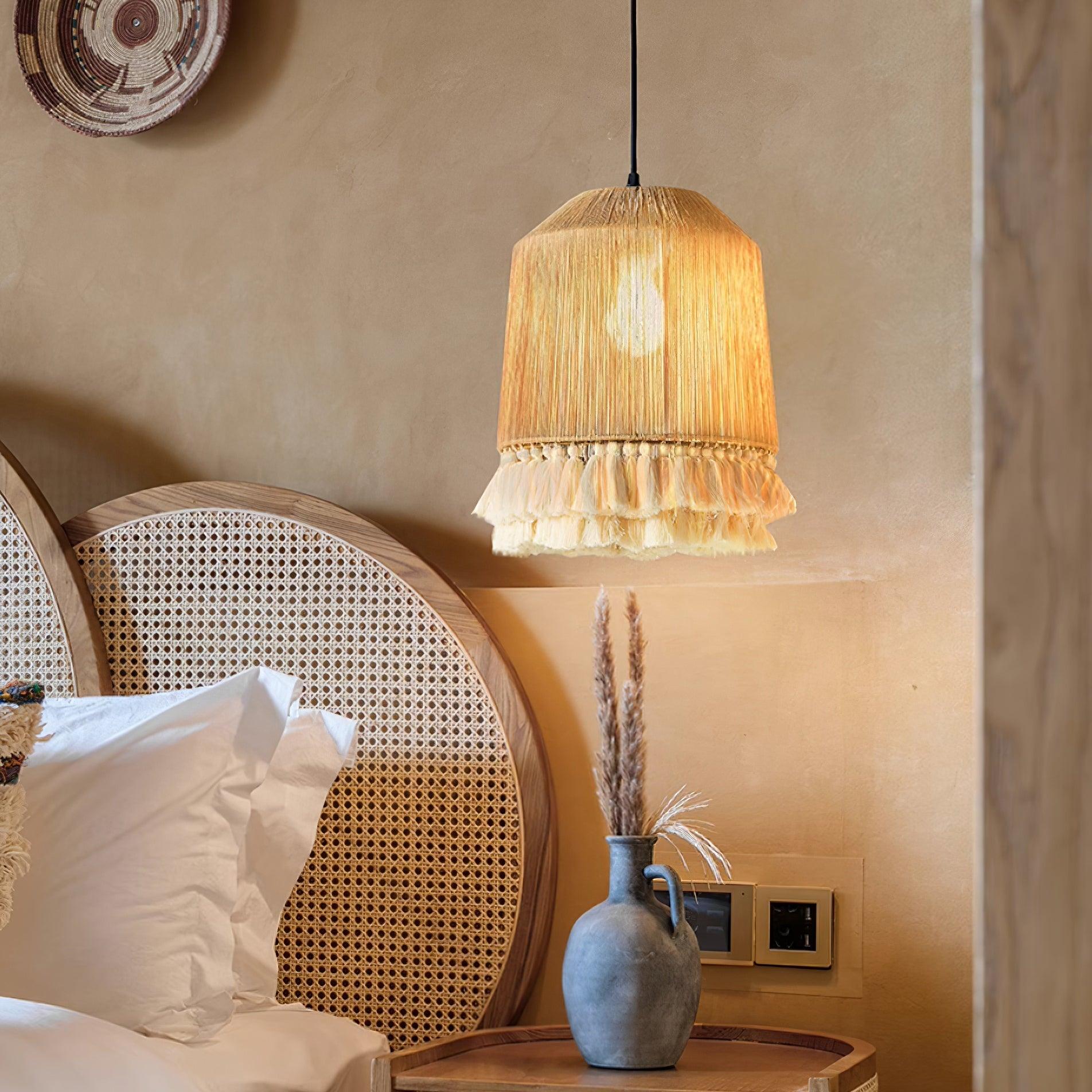 Lustra Pendant Lamp Cotton Tassels for Living Room-Neutral Decor