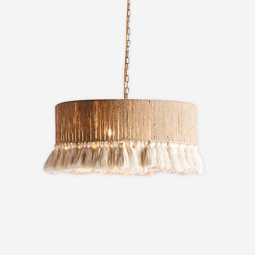 Pendant Lamp Cotton Yarn Shade Ruffled Fringe Boho Handmade