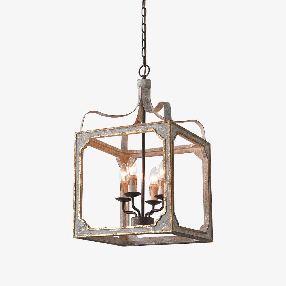 Lustra Chandelier Rustic Cube Vintage Frame-Neutral Decor