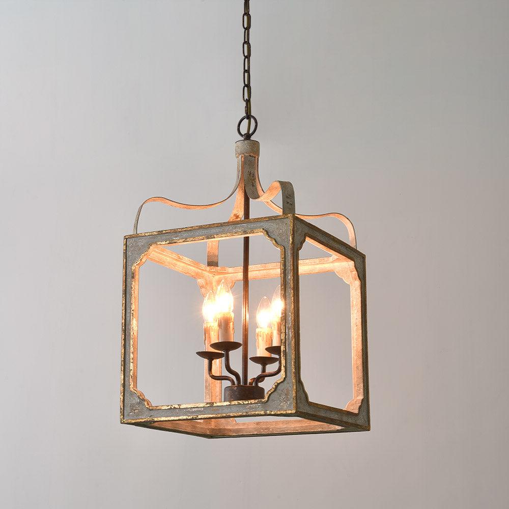 Lustra Chandelier Rustic Cube Vintage Frame-Neutral Decor
