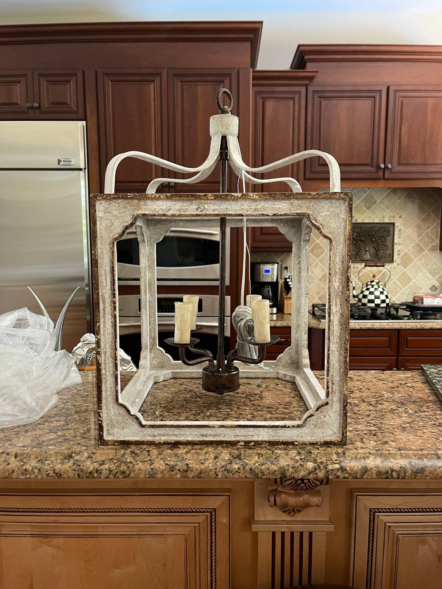 Lustra Chandelier Rustic Cube Vintage Frame-Neutral Decor