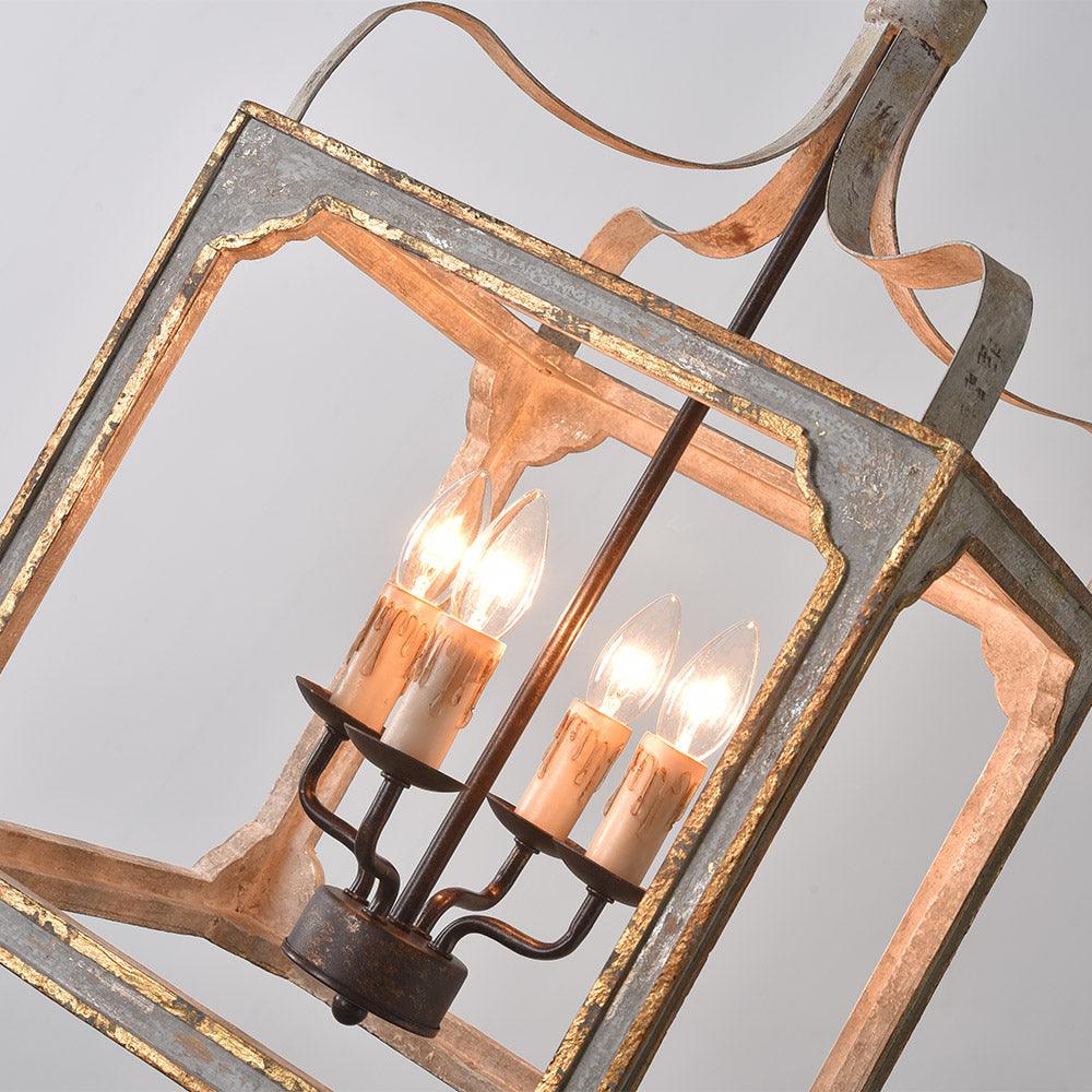 Lustra Chandelier Rustic Cube Vintage Frame-Neutral Decor