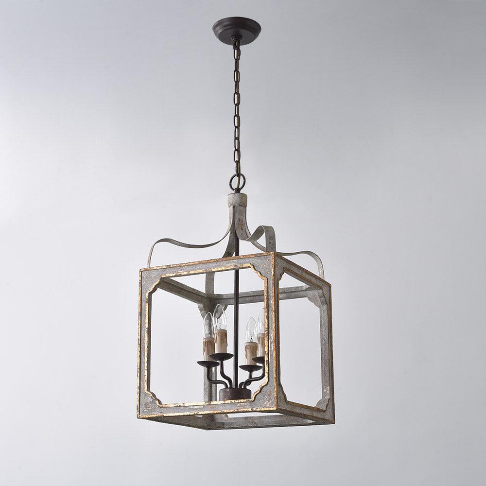 Lustra Chandelier Rustic Cube Vintage Frame-Neutral Decor