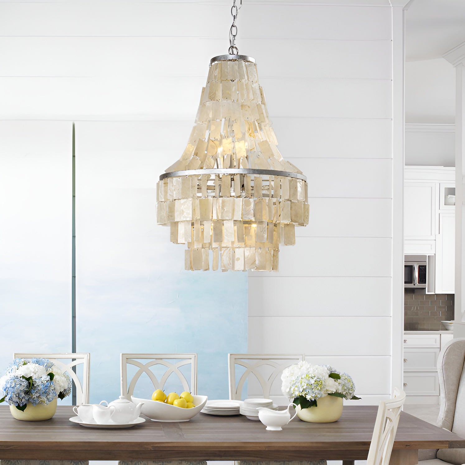 Aurora Chandelier Boho Shell Tiered-Neutral Decor