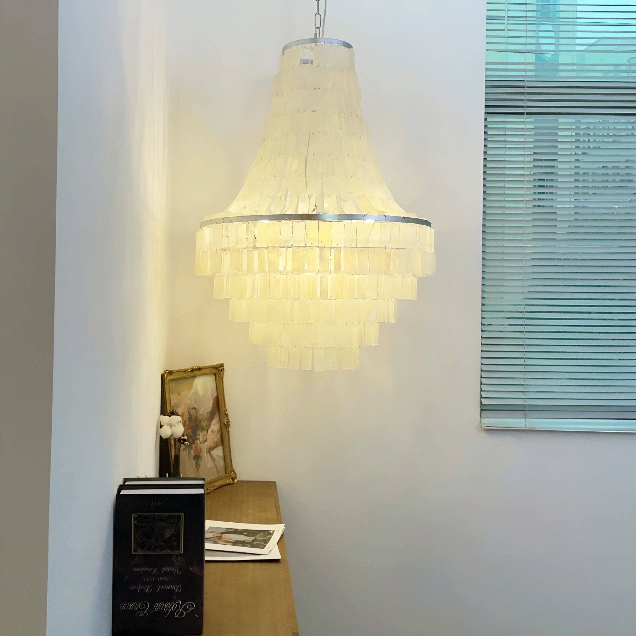 Aurora Chandelier Boho Shell Tiered-Neutral Decor