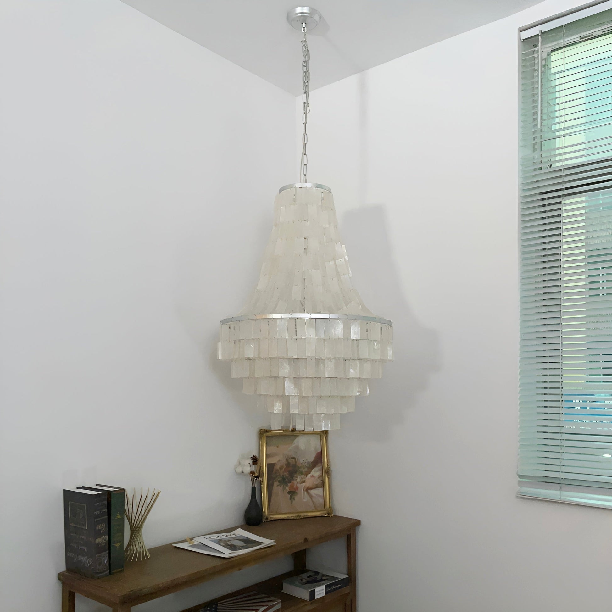 Aurora Chandelier Boho Shell Tiered-Neutral Decor