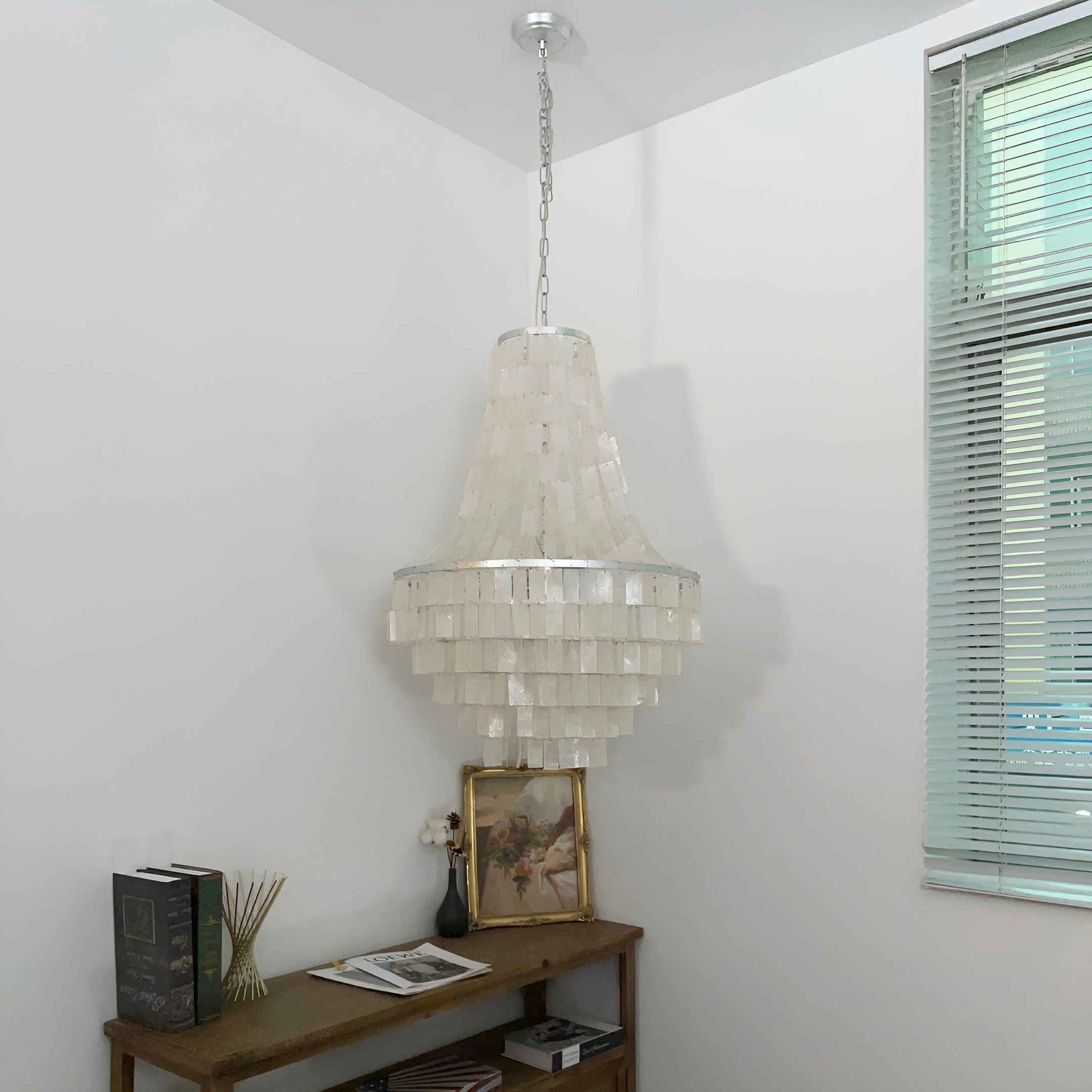 Aurora Chandelier Boho Shell Tiered-Neutral Decor