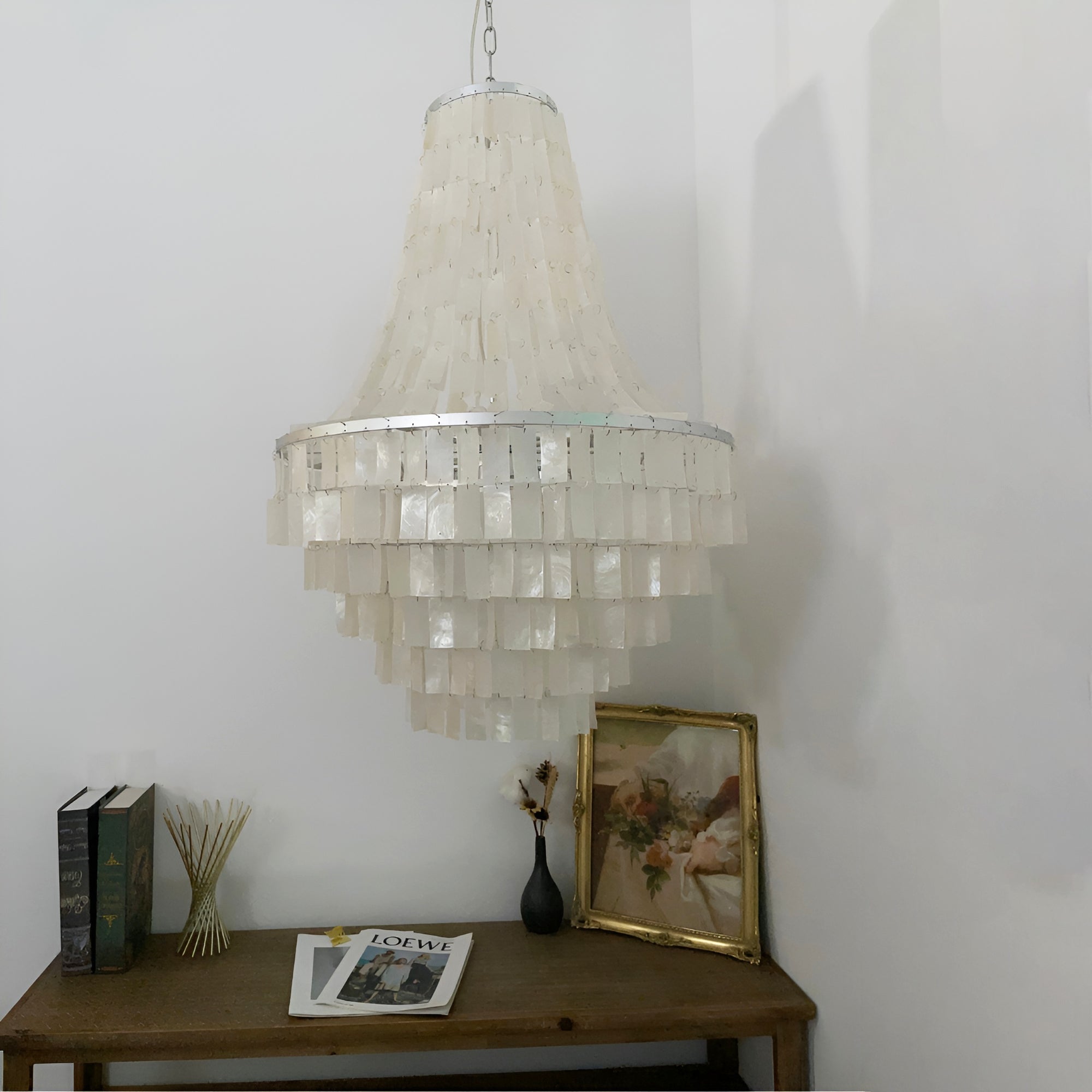 Aurora Chandelier Boho Shell Tiered-Neutral Decor