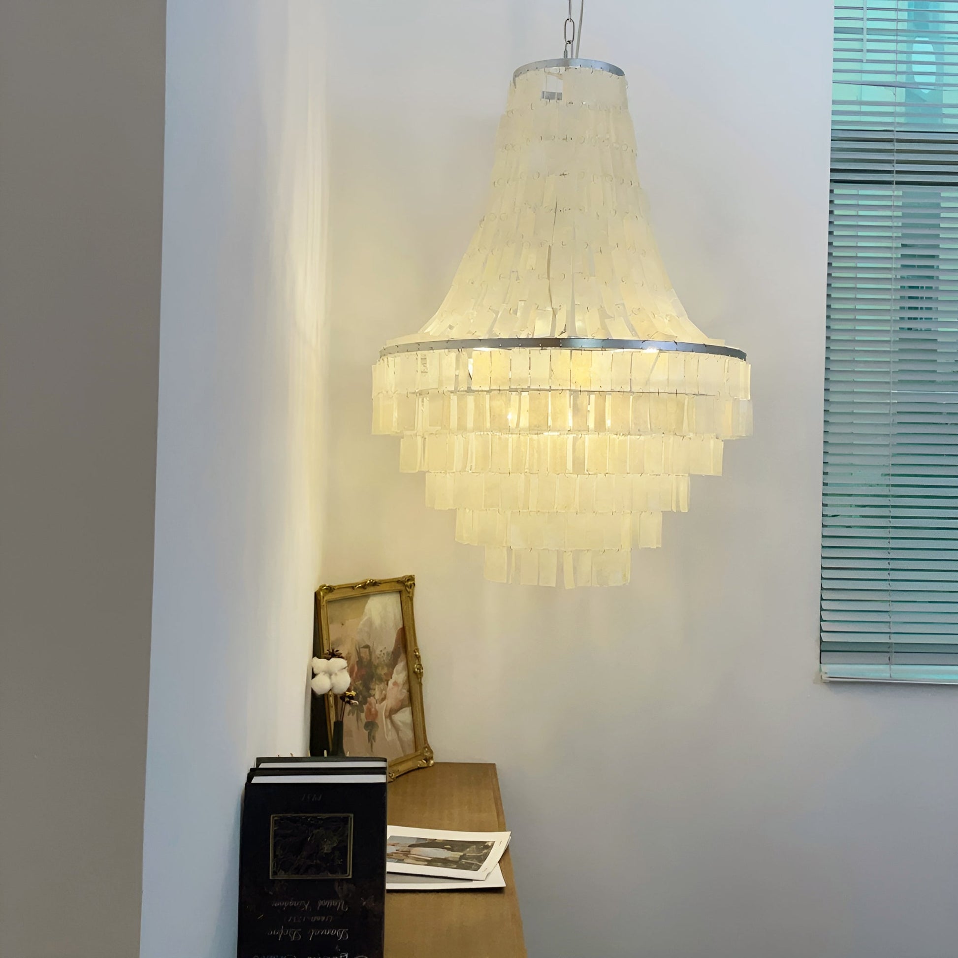 Aurora Chandelier Boho Shell Tiered-Neutral Decor