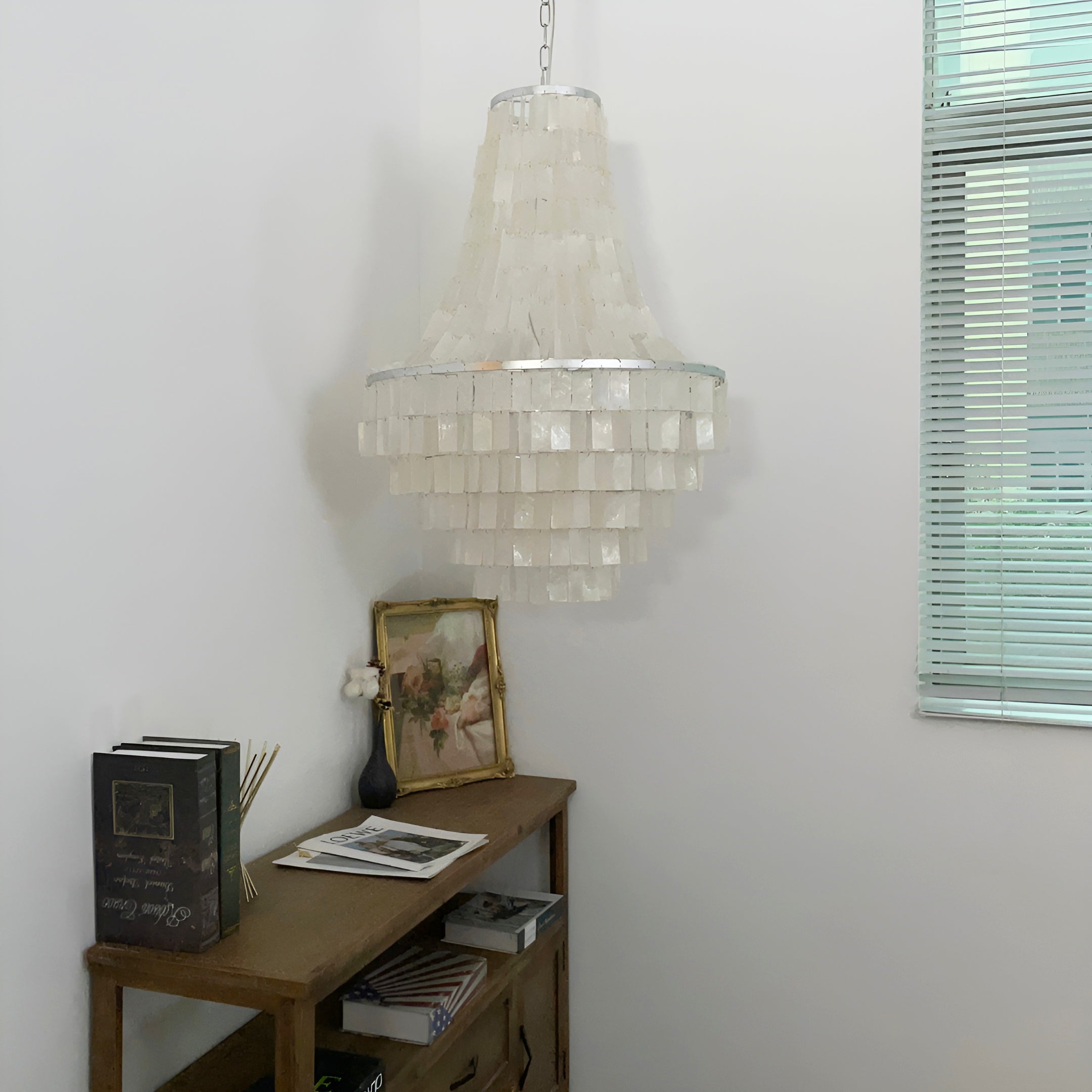 Aurora Chandelier Boho Shell Tiered-Neutral Decor