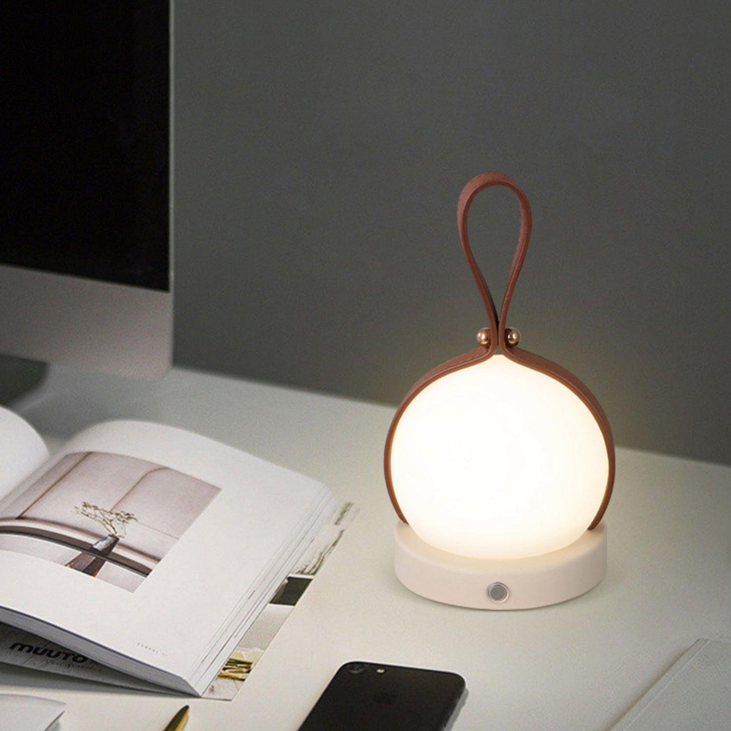 Wernis Leather Table Lamp-Neutral Decor