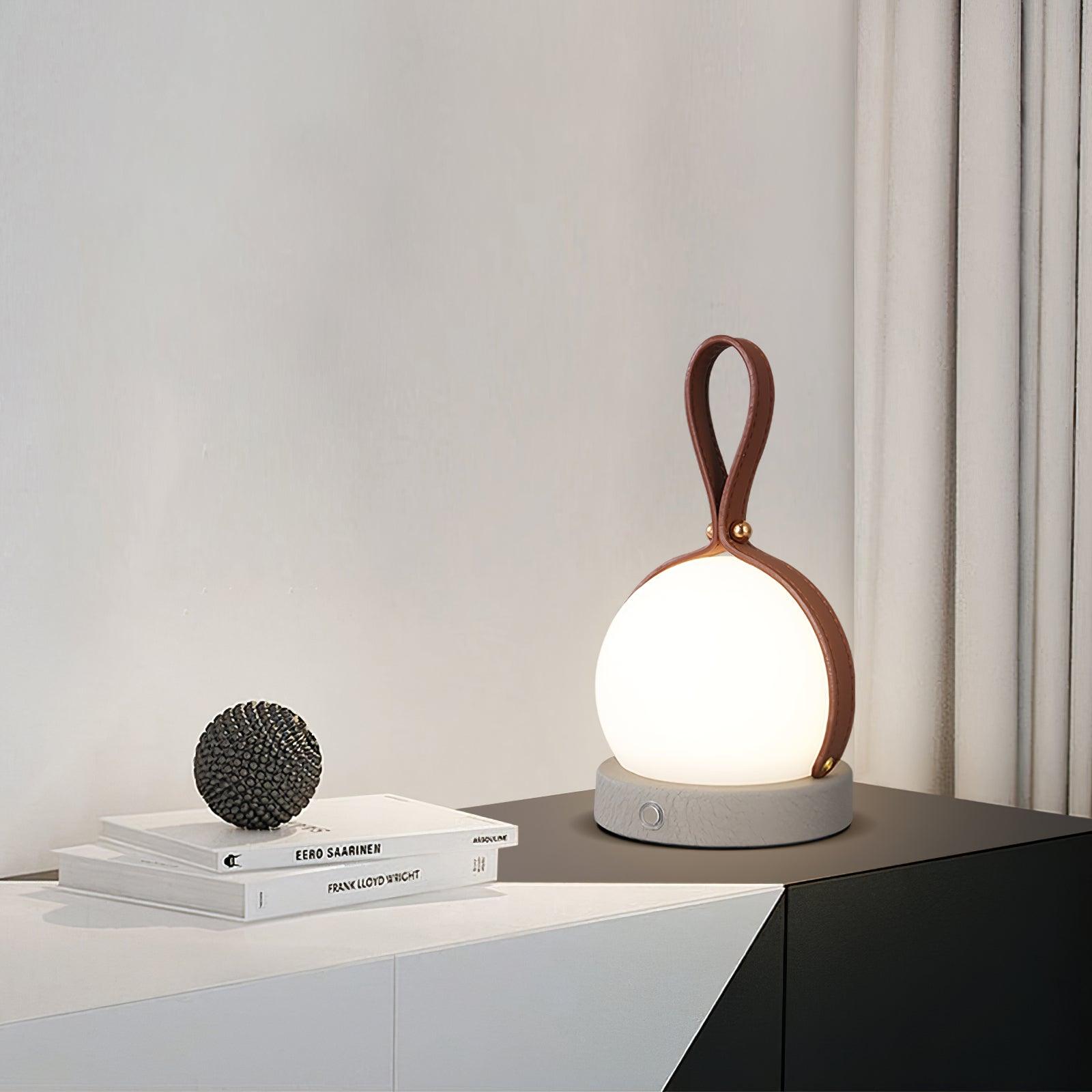 Wernis Leather Table Lamp-Neutral Decor