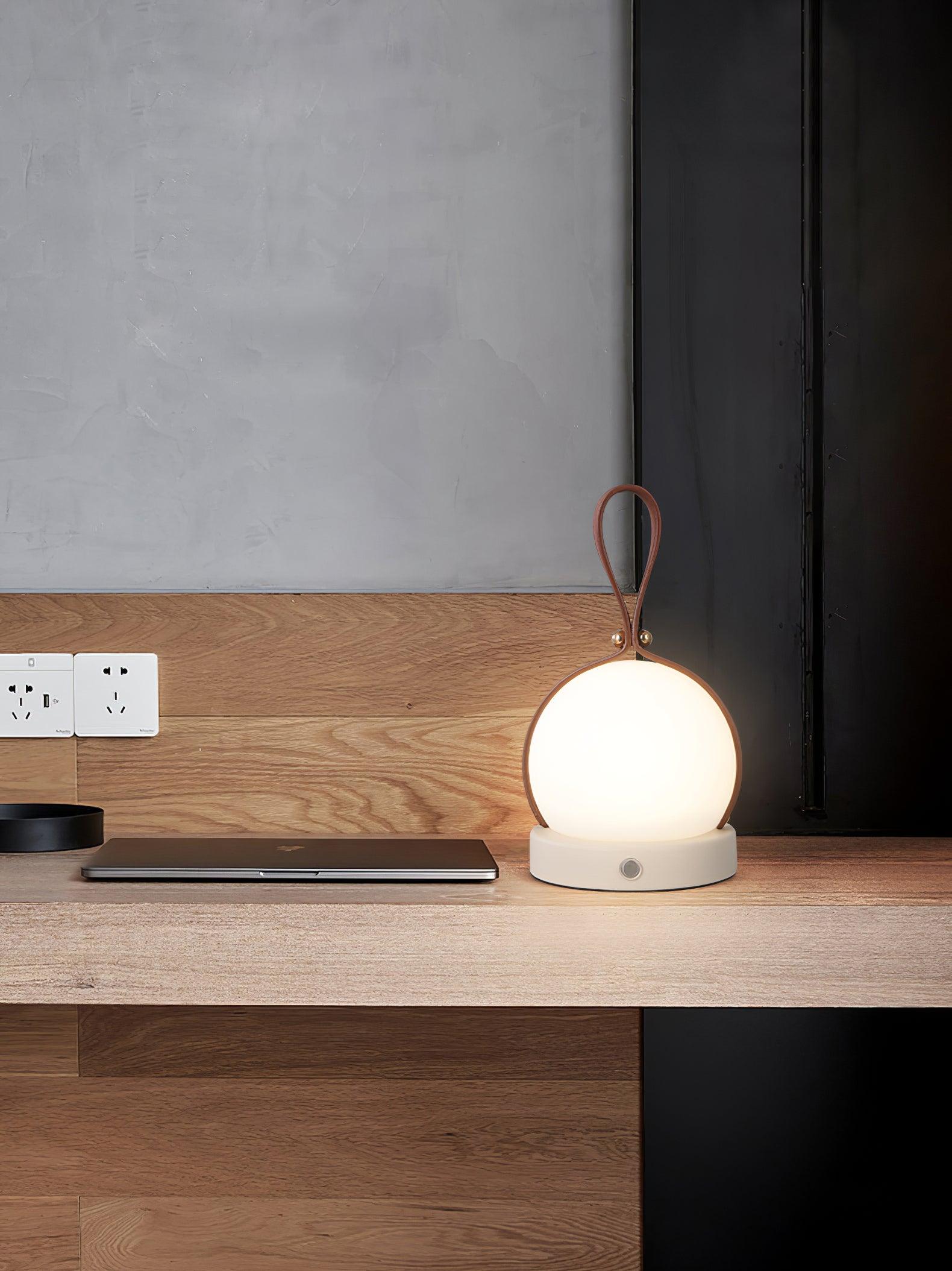 Wernis Leather Table Lamp-Neutral Decor