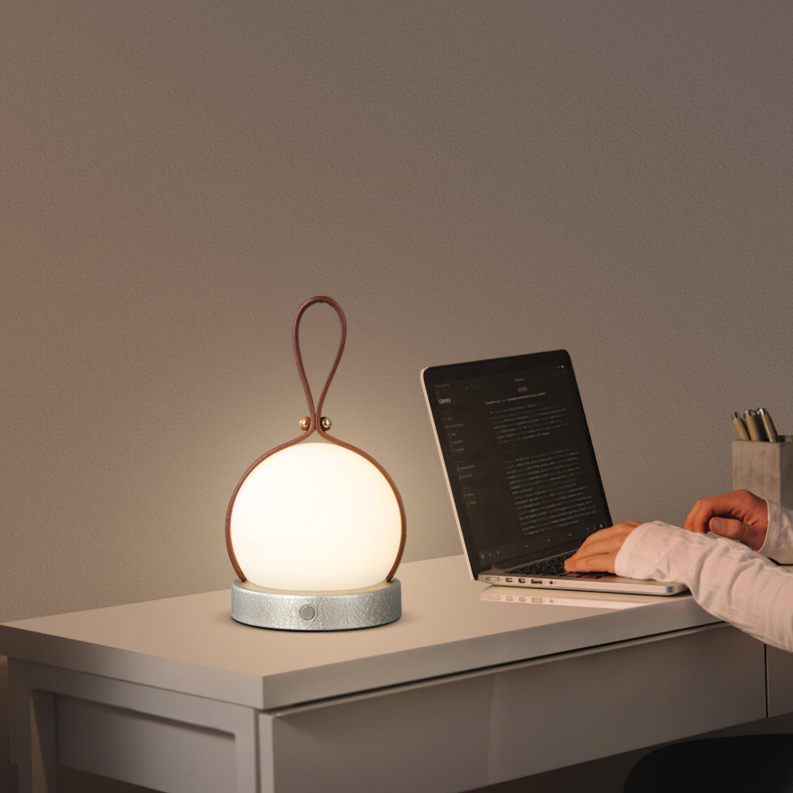 Wernis Leather Table Lamp-Neutral Decor