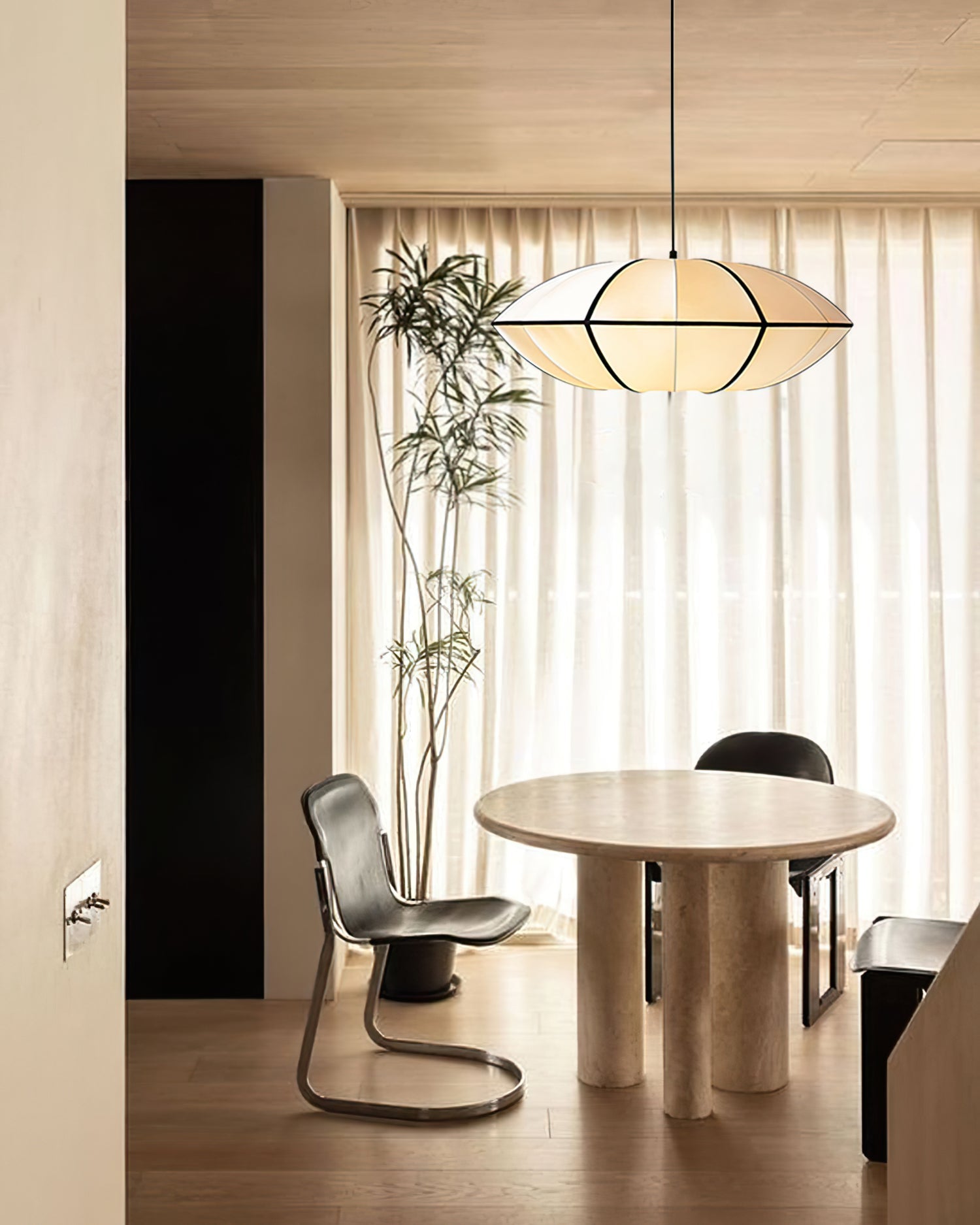 Inez Fabric Futuristic Pendant Lamp-Neutral Decor