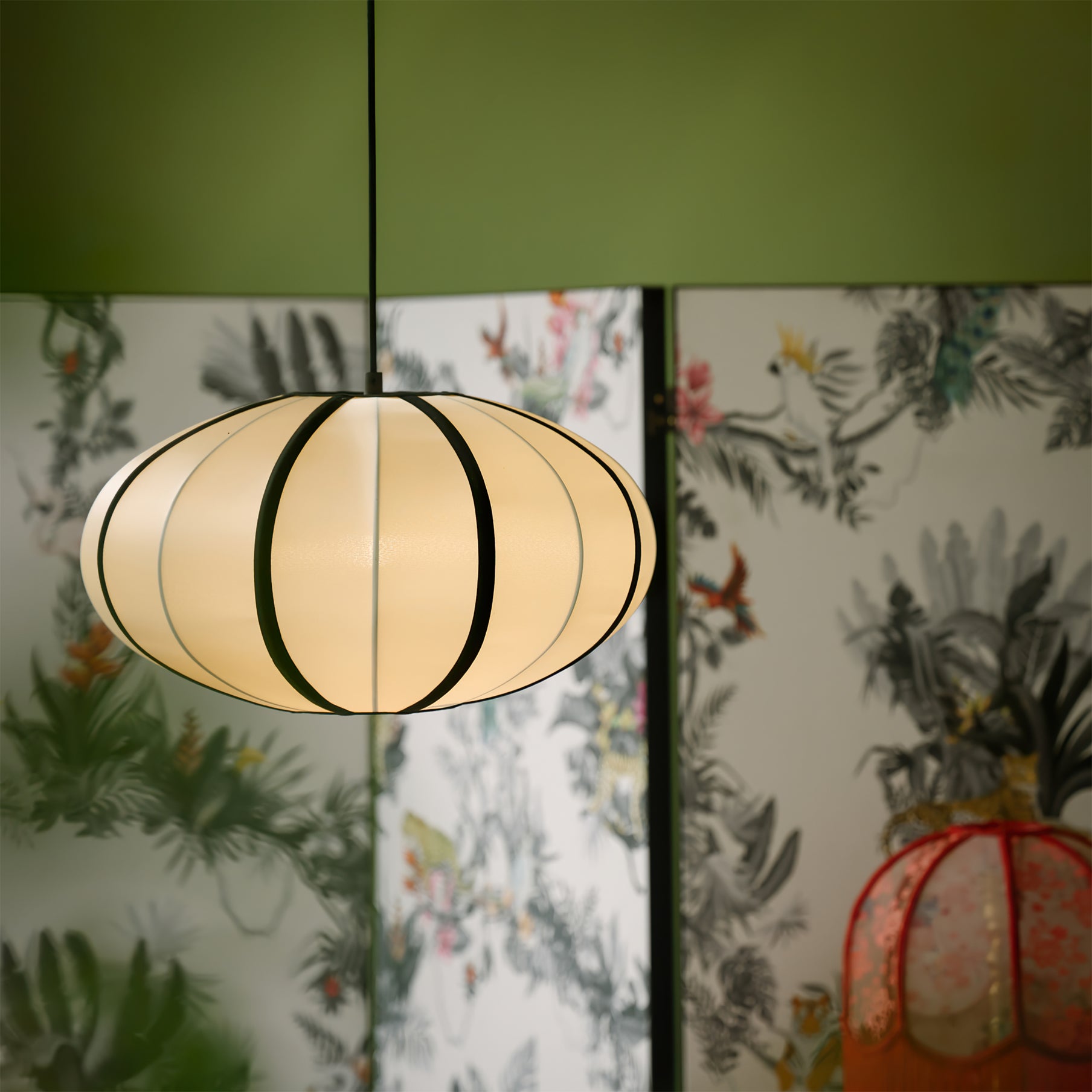 Inez Fabric Futuristic Pendant Lamp-Neutral Decor