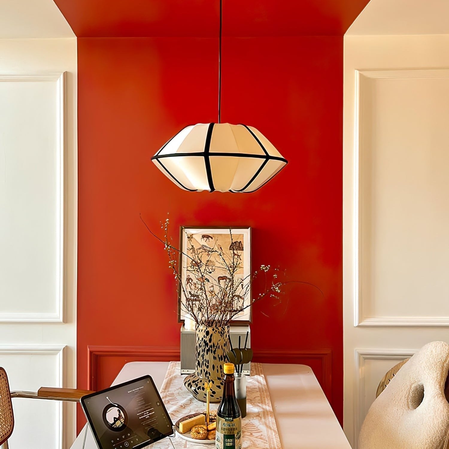 Inez Fabric Futuristic Pendant Lamp-Neutral Decor