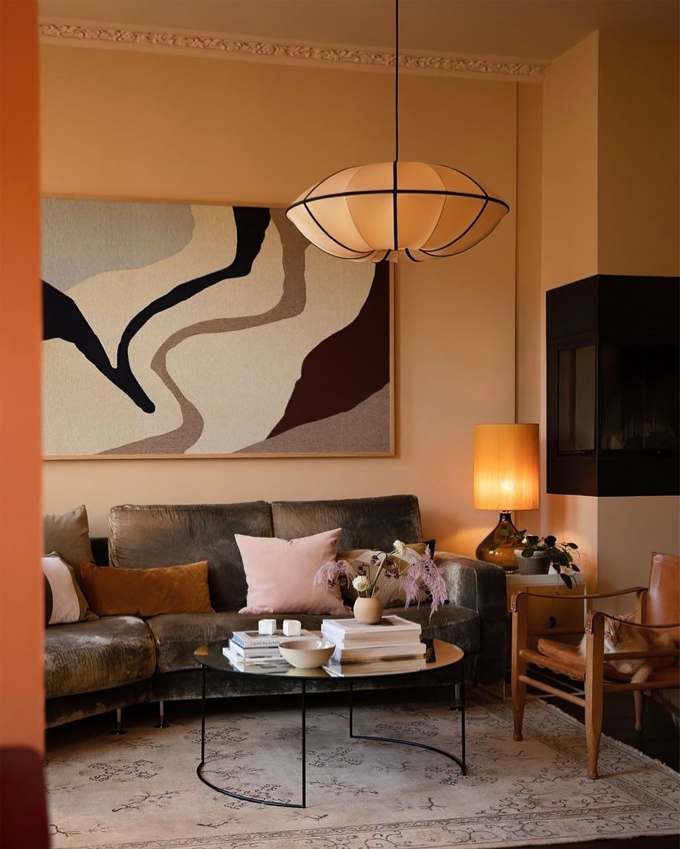 Inez Fabric Futuristic Pendant Lamp-Neutral Decor