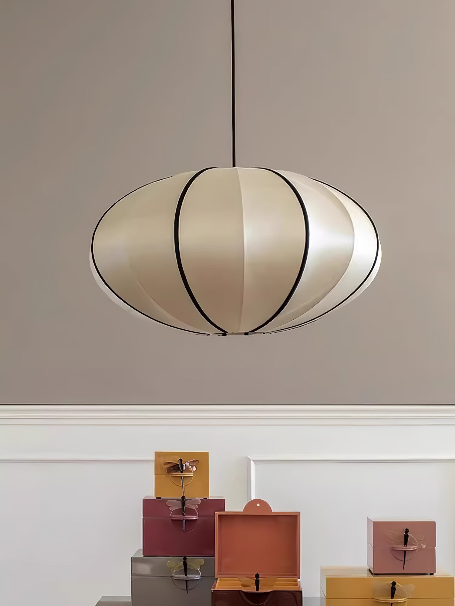 Inez Fabric Futuristic Pendant Lamp-Neutral Decor