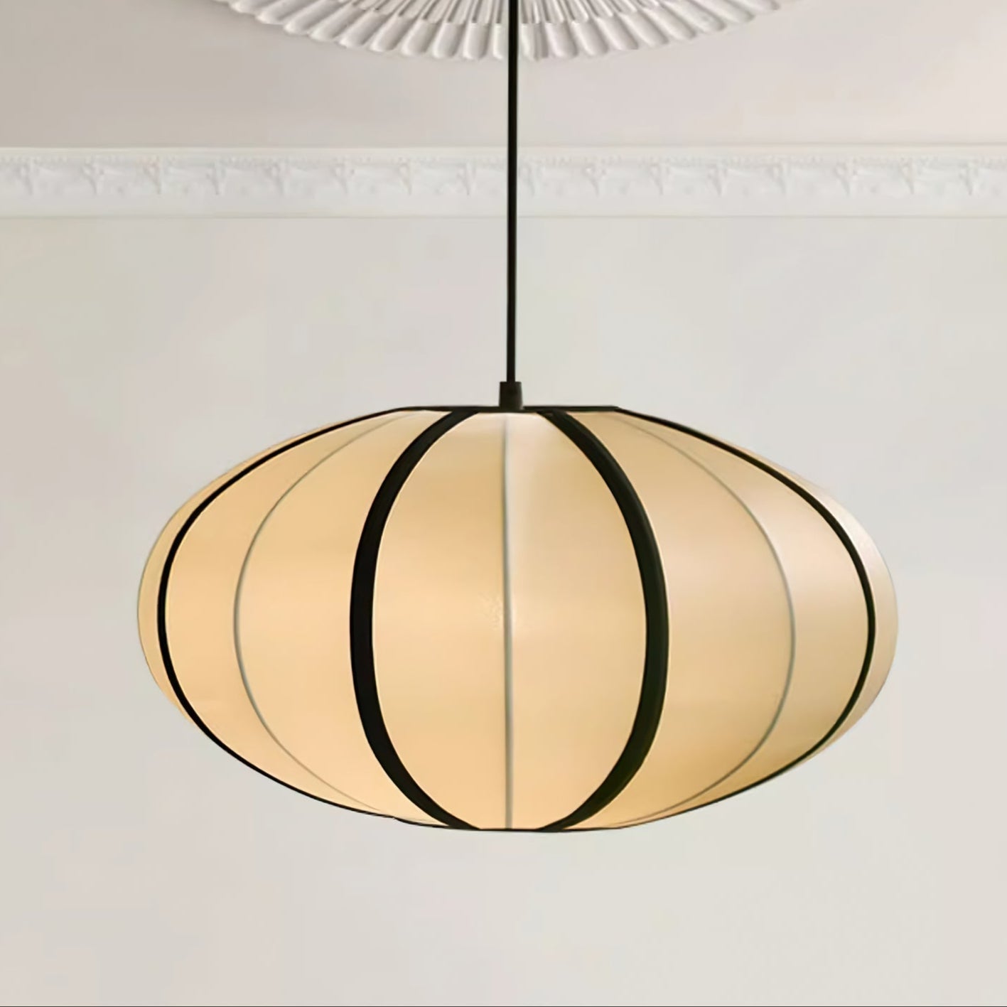 Inez Fabric Futuristic Pendant Lamp-Neutral Decor