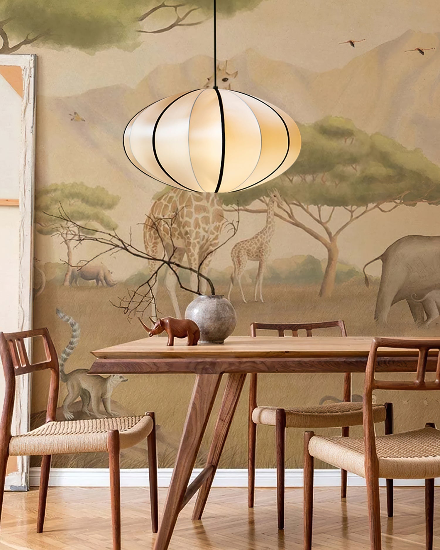 Inez Fabric Futuristic Pendant Lamp-Neutral Decor