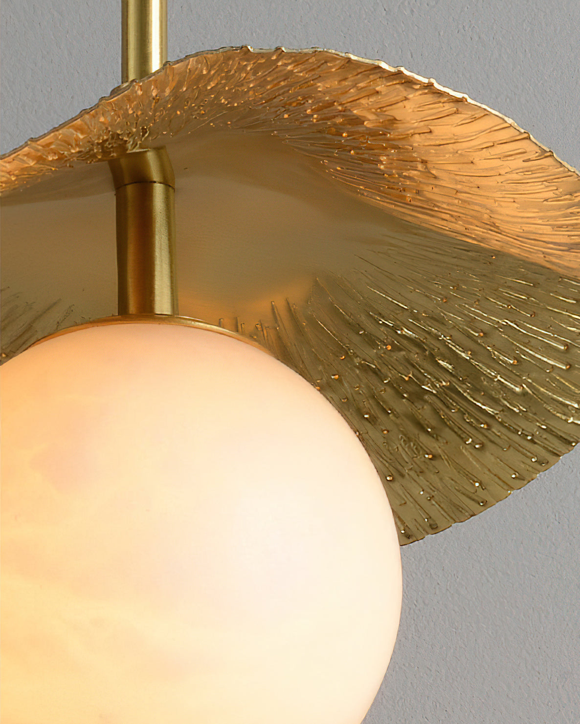 View from below the pendant, showing the G9 bulb socket.