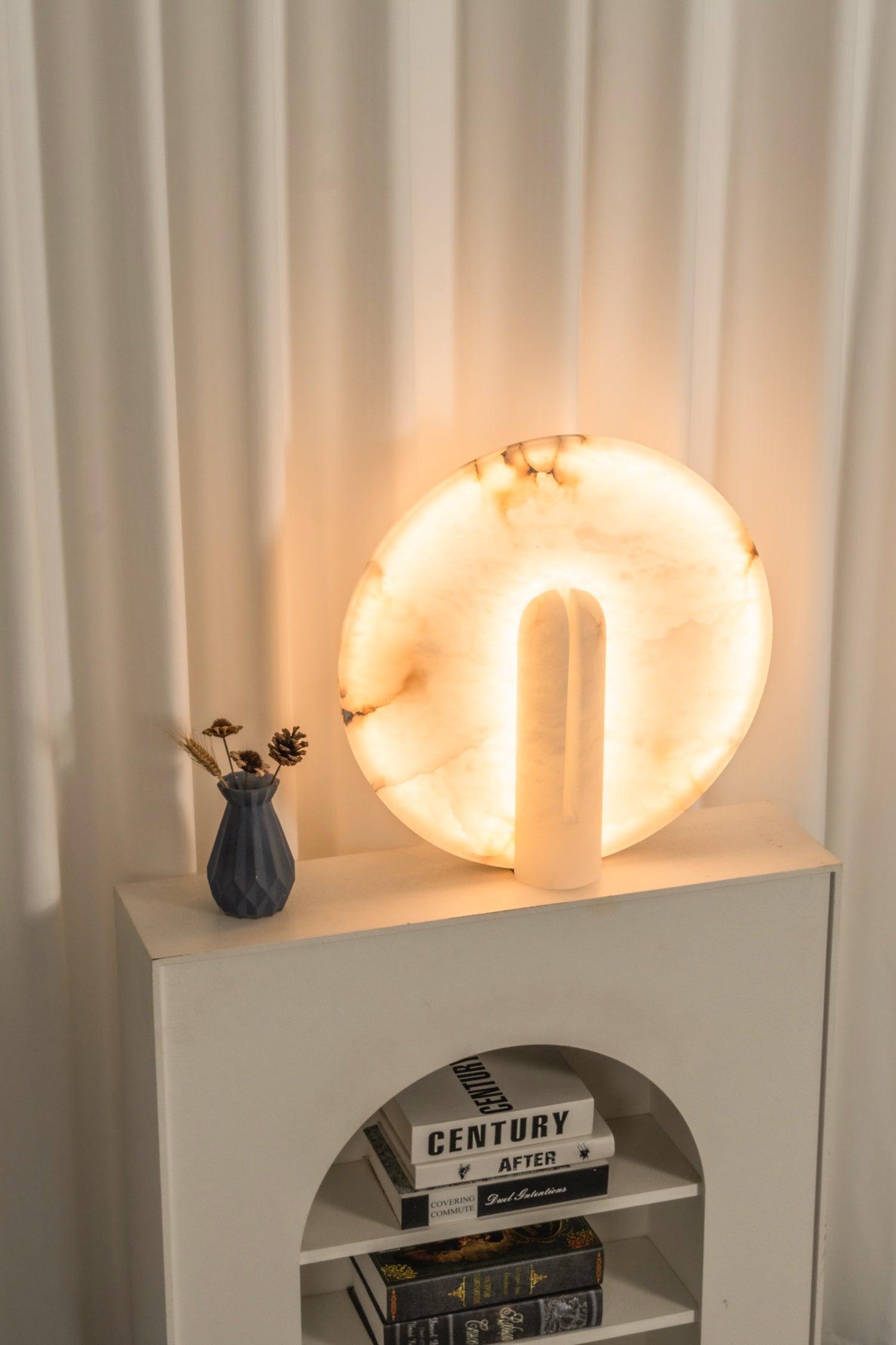 Close-up of the lamp's base and structure.