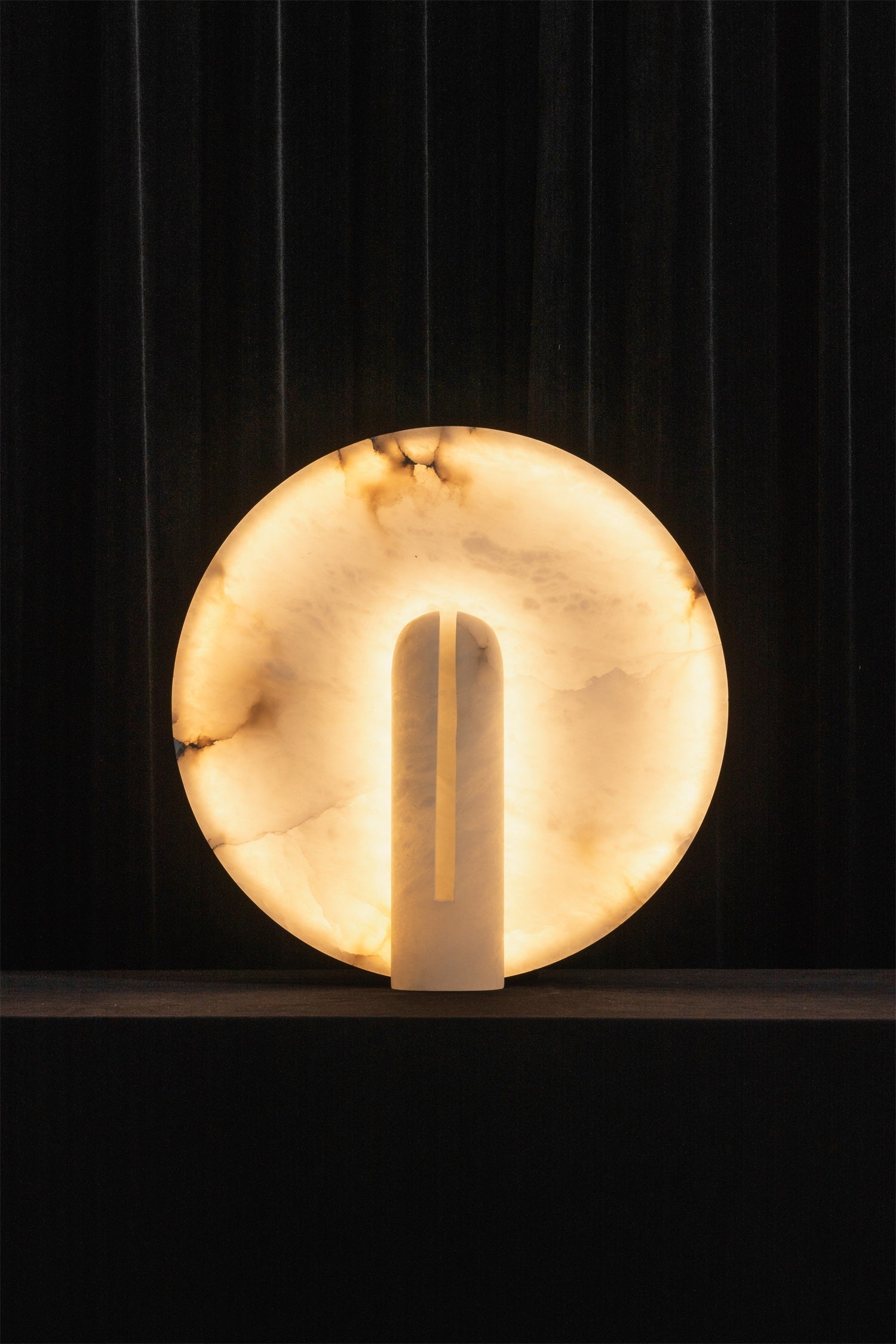 Bonnie Alabaster Table Lamp shown with EU plug option.