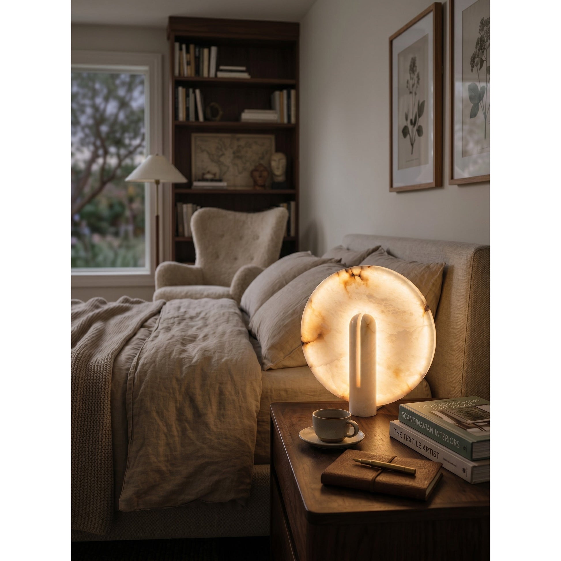 Top-down view of the Bonnie Alabaster Table Lamp.