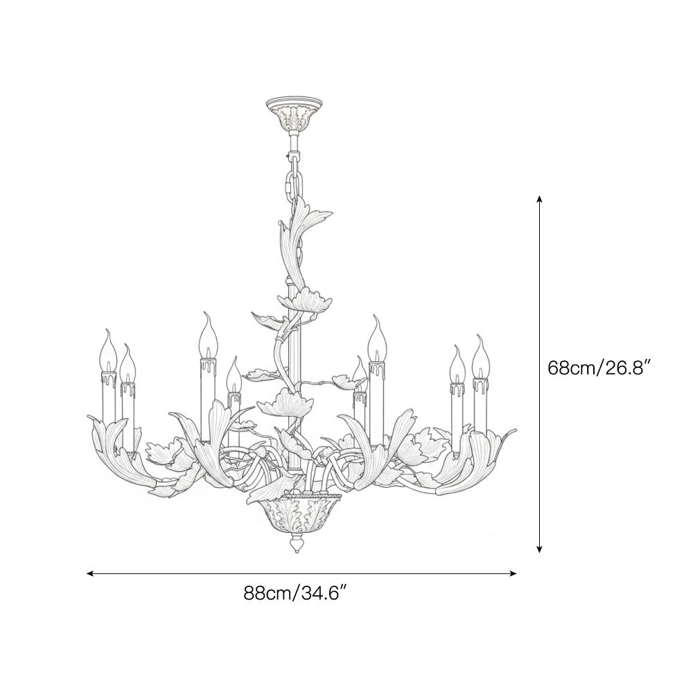 The 8-head Borgia Brass Chandelier shown against a plain background.
