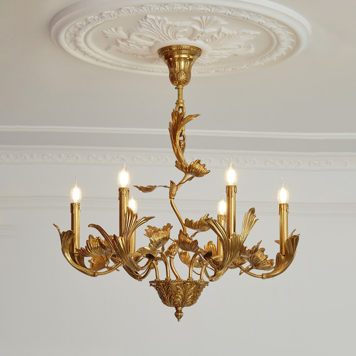 The Borgia Chandelier as a centerpiece in a French Provincial room.