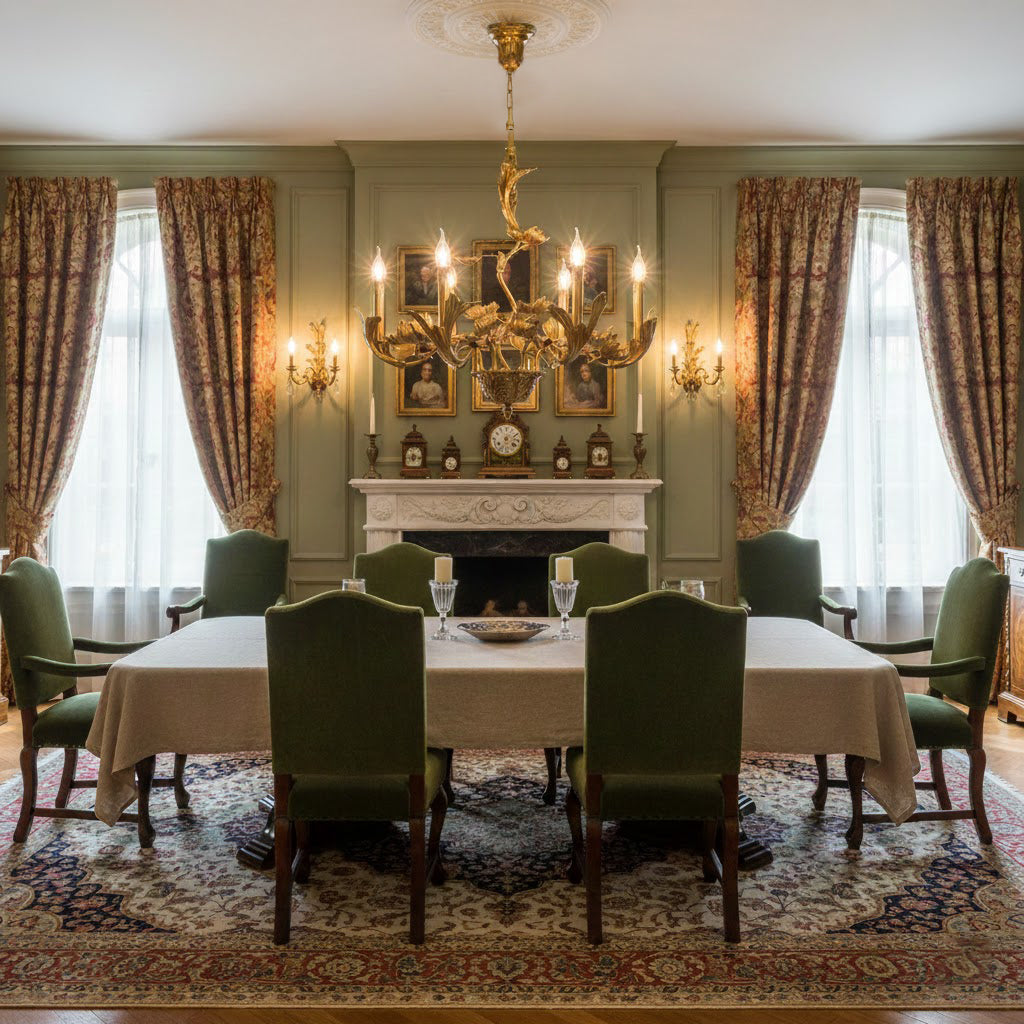 Lifestyle image of the Borgia Chandelier in a sophisticated living area.