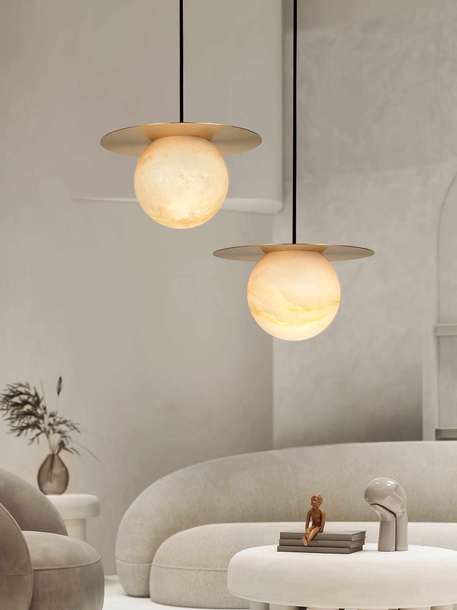 Velar Sphere Alabaster Pendant Light-Neutral Decor