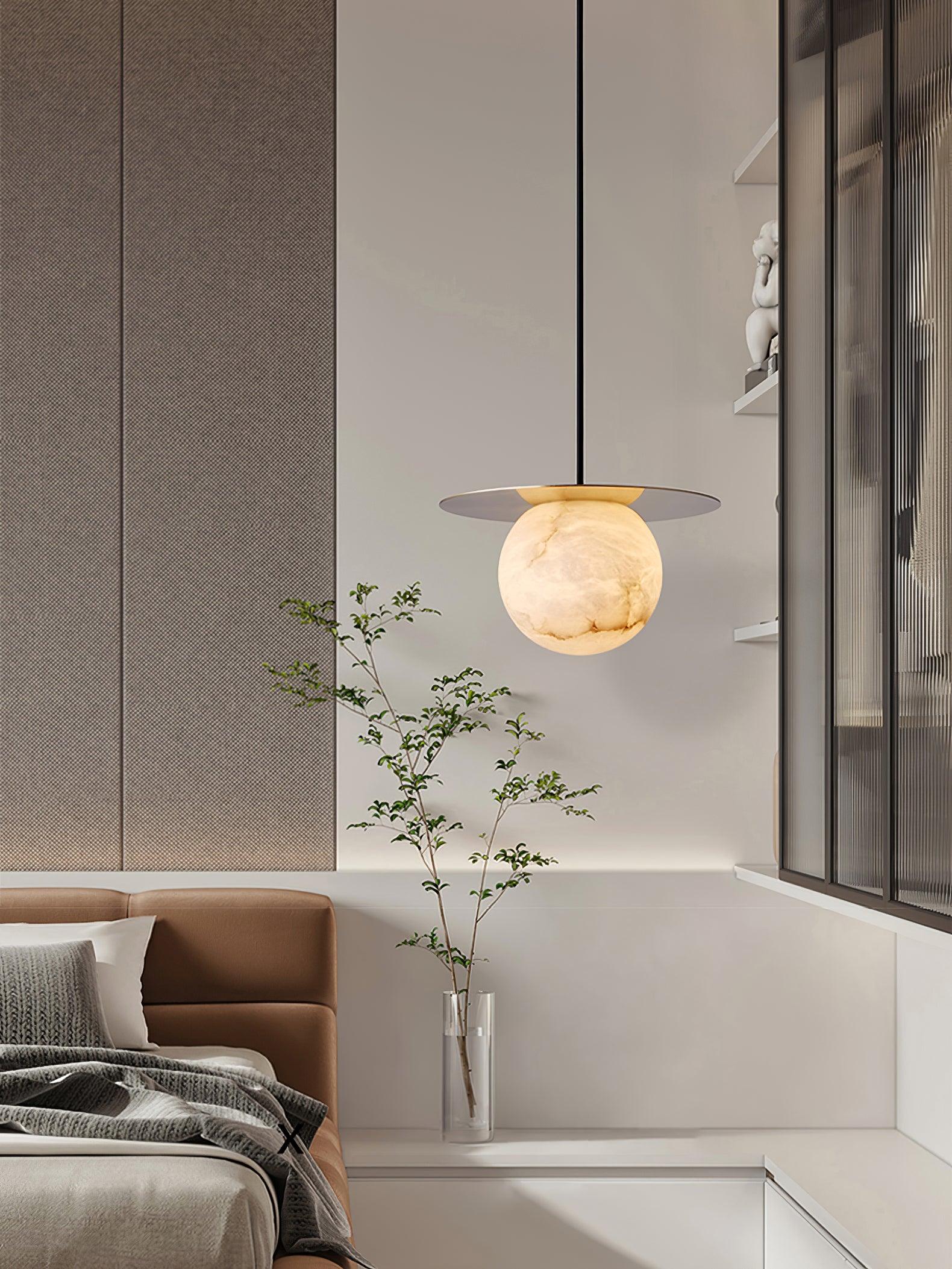 Velar Sphere Alabaster Pendant Light-Neutral Decor