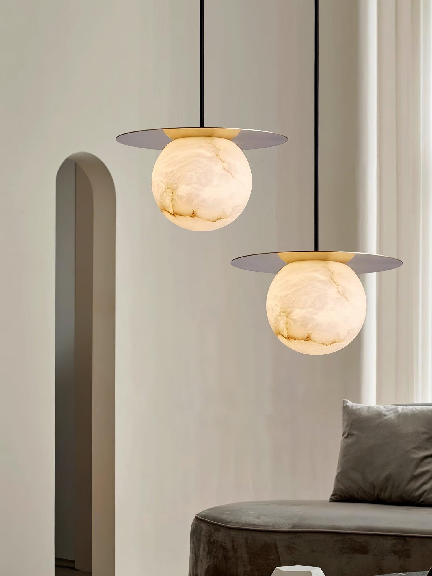 Zild Sphere Alabaster Pendant Light-Neutral Decor